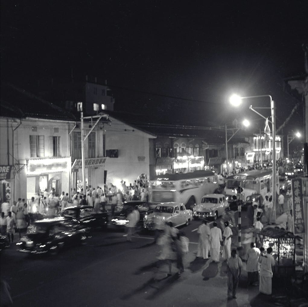 A bustling Serangoon Road on Deepavali Eve, 1957. Singapore Press Holdings.